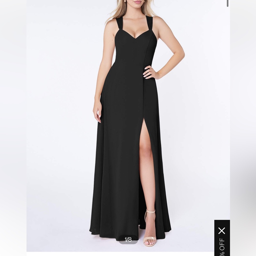 Azazie Jane black bridesmaids dress size 2A.